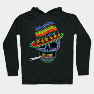 Smoking Love Skull | Tattoo Skulls | Acid Henna skull with Hat | Sugar Skull Psychedelic Hoodie